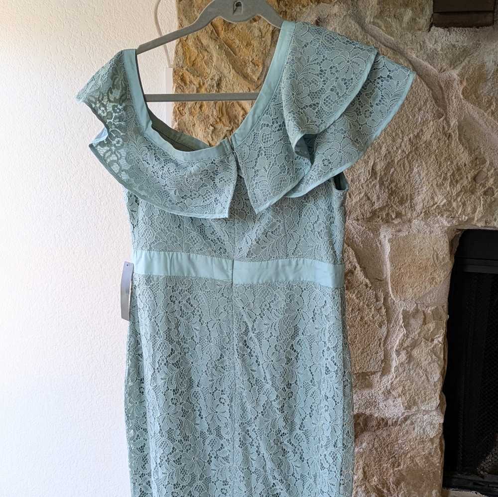 Venus Sage Lace Off The Shoulder Dress
